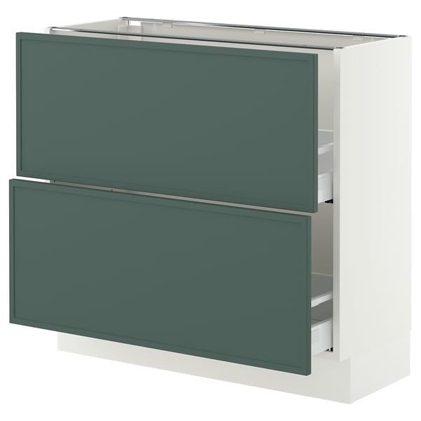 SEKTION / MAXIMERA Armoire inférieure 2 tiroirs, blanc/Aspudden gris-vert foncé, 36x15x30 "