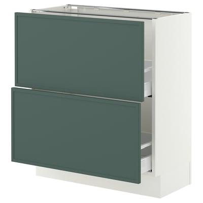 SEKTION / MAXIMERA Armoire inférieure 2 tiroirs, blanc/Aspudden gris-vert foncé, 30x15x30 "