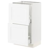 SEKTION / MAXIMERA Armoire inférieure 2 tiroirs, blanc Enköping/blanc effet bois, 18x15x30 "