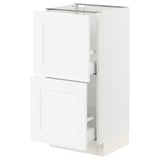SEKTION / MAXIMERA Armoire inférieure 2 tiroirs, blanc Enköping/blanc effet bois, 15x15x30 "