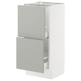 SEKTION / MAXIMERA Armoire inférieure 2 tiroirs, blanc/Havstorp gris clair, 15x15x30 "
