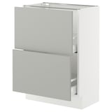 SEKTION / MAXIMERA Armoire inférieure 2 tiroirs, blanc/Havstorp gris clair, 24x15x30 "
