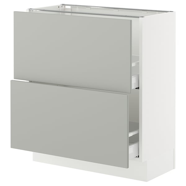 SEKTION / MAXIMERA Armoire inférieure 2 tiroirs, blanc/Havstorp gris clair, 30x15x30 "