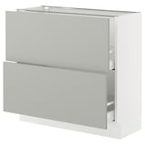 SEKTION / MAXIMERA Armoire inférieure 2 tiroirs, blanc/Havstorp gris clair, 36x15x30 "