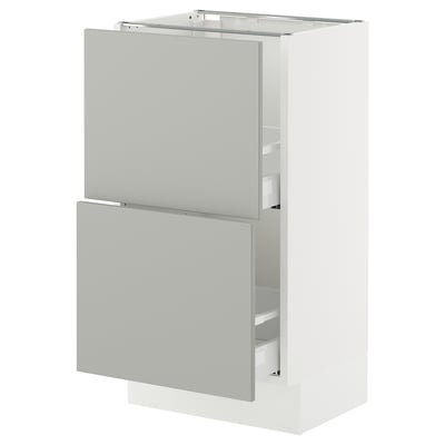 SEKTION / MAXIMERA Armoire inférieure 2 tiroirs, blanc/Havstorp gris clair, 18x15x30 "