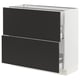 SEKTION / MAXIMERA Armoire inférieure 2 tiroirs, blanc/Nickebo anthracite mat, 36x15x30 "