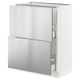 SEKTION / MAXIMERA Armoire inférieure 2 tiroirs, blanc/Nogsta acier inox, 24x15x30 "