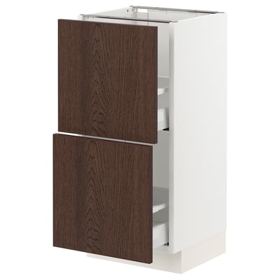 SEKTION / MAXIMERA Armoire inférieure 2 tiroirs, blanc/Sinarp brun, 15x15x30 "