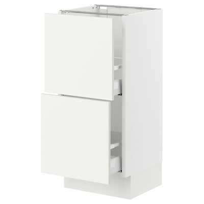 SEKTION / MAXIMERA Armoire inférieure 2 tiroirs, blanc/Vallstena blanc, 15x15x30 "