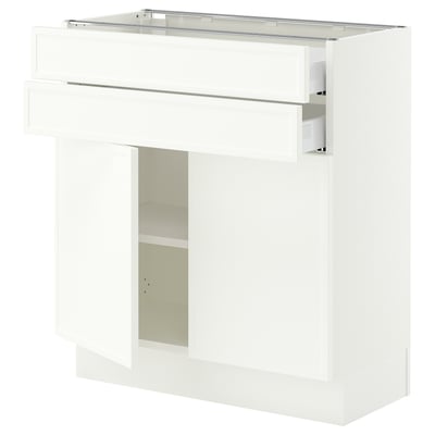 SEKTION / MAXIMERA Armoire inférieure 2portes/2tiroirs, blanc/Aspudden blanc mat, 30x15x30 "