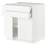 SEKTION / MAXIMERA Armoire inférieure 2portes/2tiroirs, blanc Enköping/blanc effet bois, 30x24x30 "