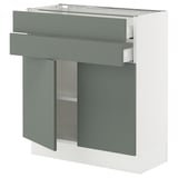 SEKTION / MAXIMERA Armoire inférieure 2portes/2tiroirs, blanc/Nickebo gris -vert mat, 30x15x30 "