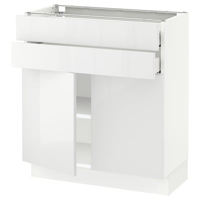 SEKTION / MAXIMERA Armoire inférieure 2portes/2tiroirs, blanc/Ringhult blanc, 30x15x30 "