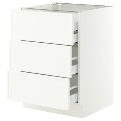 SEKTION / MAXIMERA Armoire inférieure 3 faces/4tiroirs, blanc/Aspudden blanc mat, 24x24x30 "