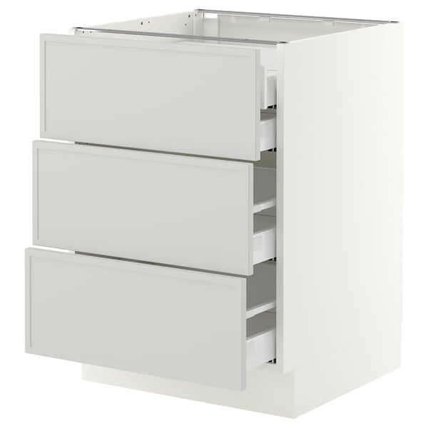 SEKTION / MAXIMERA Armoire inférieure 3 faces/4tiroirs, blanc/Aspudden gris clair, 24x24x30 "