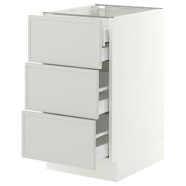 SEKTION / MAXIMERA Armoire inférieure 3 faces/4tiroirs, blanc/Aspudden gris clair, 18x24x30 "