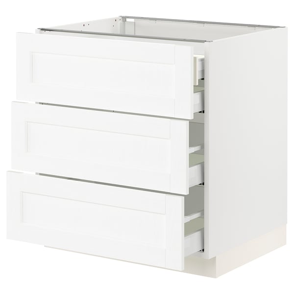 SEKTION / MAXIMERA Armoire inférieure 3 faces/4tiroirs, blanc Enköping/blanc effet bois, 30x24x30 "