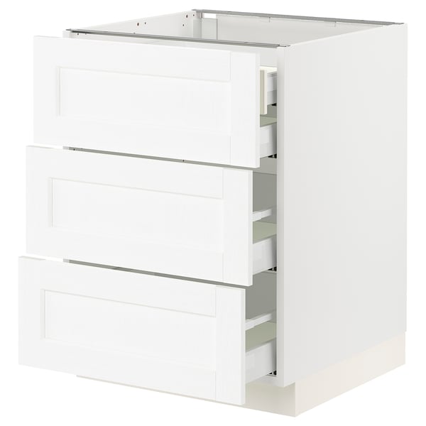 SEKTION / MAXIMERA Armoire inférieure 3 faces/4tiroirs, blanc Enköping/blanc effet bois, 24x24x30 "