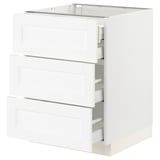 SEKTION / MAXIMERA Armoire inférieure 3 faces/4tiroirs, blanc Enköping/blanc effet bois, 24x24x30 "