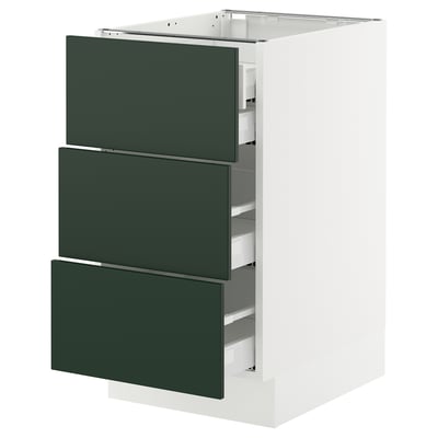 SEKTION / MAXIMERA Armoire inférieure 3 faces/4tiroirs, blanc/Havstorp vert profond, 18x24x30 "