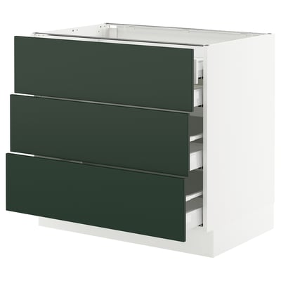 SEKTION / MAXIMERA Armoire inférieure 3 faces/4tiroirs, blanc/Havstorp vert profond, 36x24x30 "