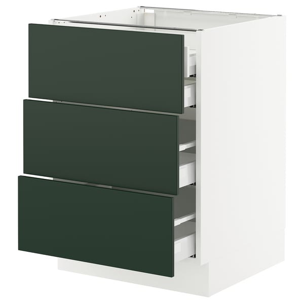 SEKTION / MAXIMERA Armoire inférieure 3 faces/4tiroirs, blanc/Havstorp vert profond, 24x24x30 "