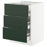 SEKTION / MAXIMERA Armoire inférieure 3 faces/4tiroirs, blanc/Havstorp vert profond, 24x24x30 "