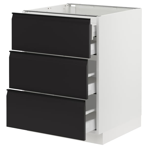 SEKTION / MAXIMERA Armoire inférieure 3 faces/4tiroirs, blanc/Upplöv anthracite mat, 24x24x30 "