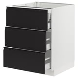 SEKTION / MAXIMERA Armoire inférieure 3 faces/4tiroirs, blanc/Upplöv anthracite mat, 24x24x30 "