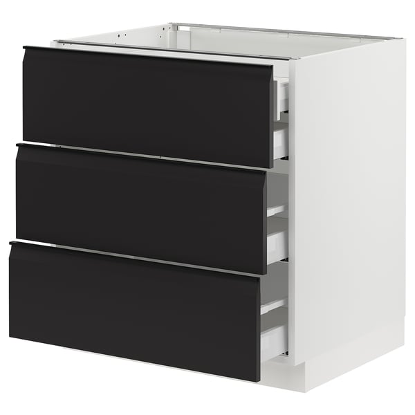 SEKTION / MAXIMERA Armoire inférieure 3 faces/4tiroirs, blanc/Upplöv anthracite mat, 30x24x30 "