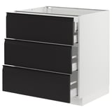 SEKTION / MAXIMERA Armoire inférieure 3 faces/4tiroirs, blanc/Upplöv anthracite mat, 30x24x30 "