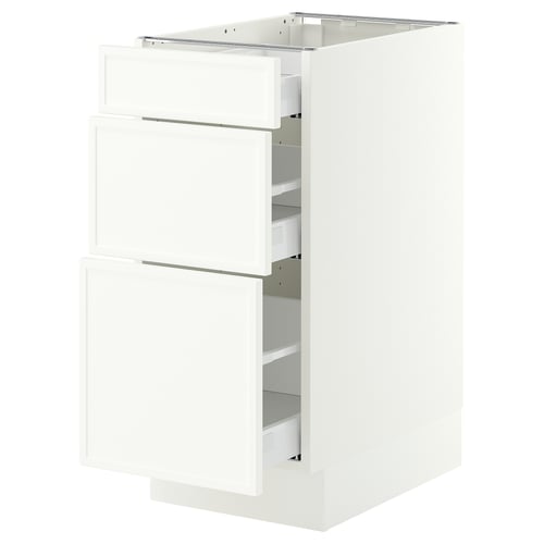 SEKTION / MAXIMERA Armoire inférieure 3 tiroirs, blanc/Aspudden blanc mat, 15x24x30 "