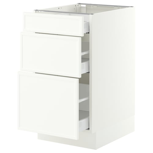 SEKTION / MAXIMERA Armoire inférieure 3 tiroirs, blanc/Aspudden blanc mat, 18x24x30 "