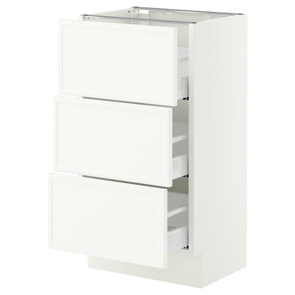 SEKTION / MAXIMERA Armoire inférieure 3 tiroirs, blanc/Aspudden blanc mat, 18x15x30 "
