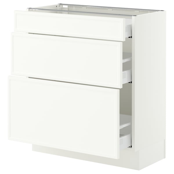 SEKTION / MAXIMERA Armoire inférieure 3 tiroirs, blanc/Aspudden blanc mat, 30x15x30 "