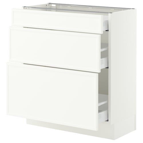 SEKTION / MAXIMERA Armoire inférieure 3 tiroirs, blanc/Aspudden blanc mat, 30x15x30 "