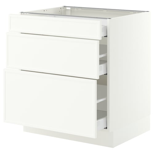 SEKTION / MAXIMERA Armoire inférieure 3 tiroirs, blanc/Aspudden blanc mat, 30x24x30 "