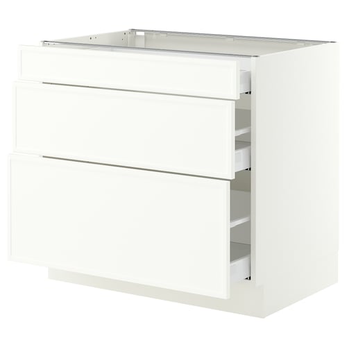 SEKTION / MAXIMERA Armoire inférieure 3 tiroirs, blanc/Aspudden blanc mat, 36x24x30 "