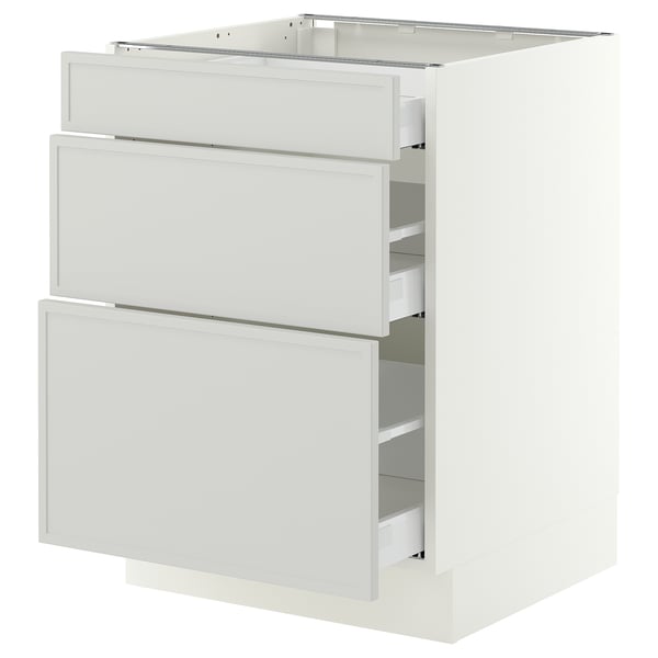 SEKTION / MAXIMERA Armoire inférieure 3 tiroirs, blanc/Aspudden gris clair, 24x24x30 "