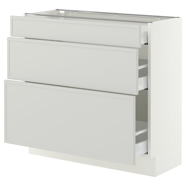 SEKTION / MAXIMERA Armoire inférieure 3 tiroirs, blanc/Aspudden gris clair, 36x15x30 "