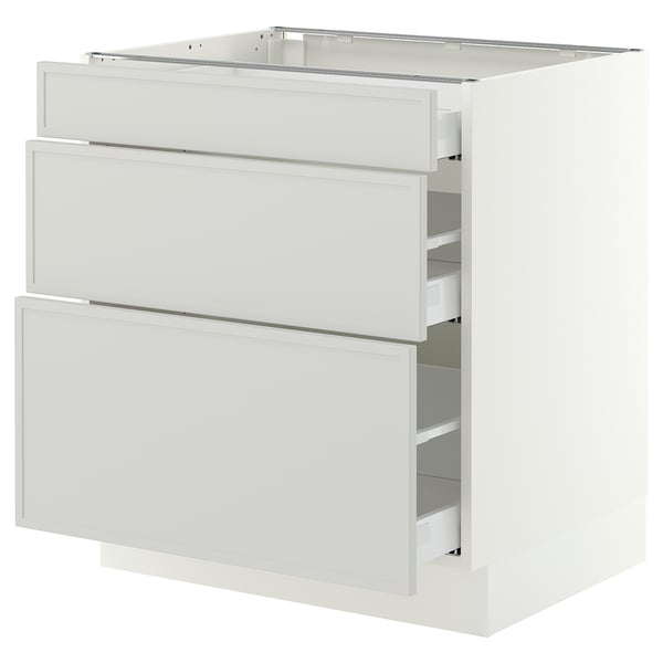SEKTION / MAXIMERA Armoire inférieure 3 tiroirs, blanc/Aspudden gris clair, 30x24x30 "