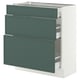 SEKTION / MAXIMERA Armoire inférieure 3 tiroirs, blanc/Aspudden gris-vert foncé, 30x15x30 "