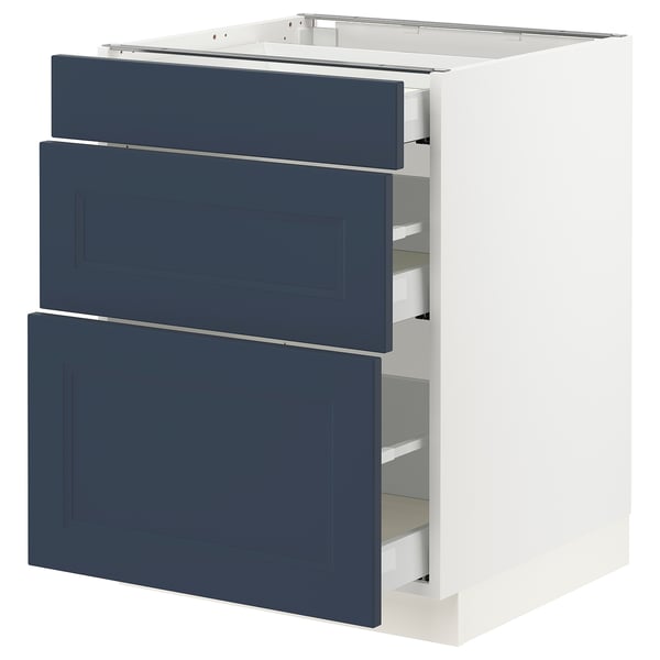 SEKTION / MAXIMERA Armoire inférieure 3 tiroirs, blanc Axstad/mat bleu, 24x24x30 "