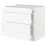 SEKTION / MAXIMERA Armoire inférieure 3 tiroirs, blanc Enköping/blanc effet bois, 36x24x30 "