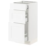 SEKTION / MAXIMERA Armoire inférieure 3 tiroirs, blanc Enköping/blanc effet bois, 15x15x30 "