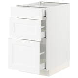 SEKTION / MAXIMERA Armoire inférieure 3 tiroirs, blanc Enköping/blanc effet bois, 18x24x30 "