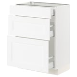 SEKTION / MAXIMERA Armoire inférieure 3 tiroirs, blanc Enköping/blanc effet bois, 24x15x30 "