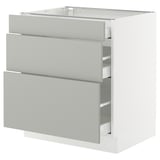 SEKTION / MAXIMERA Armoire inférieure 3 tiroirs, blanc/Havstorp gris clair, 30x24x30 "
