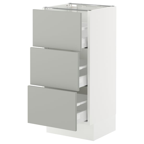 SEKTION / MAXIMERA Armoire inférieure 3 tiroirs, blanc/Havstorp gris clair, 15x15x30 "