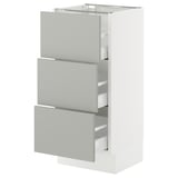 SEKTION / MAXIMERA Armoire inférieure 3 tiroirs, blanc/Havstorp gris clair, 15x15x30 "